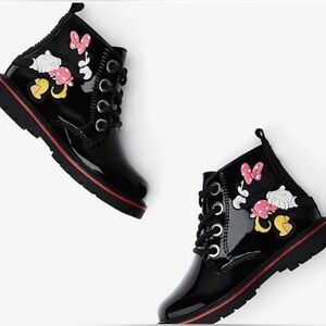 ZARA Baby Disney Minnie Mouse Patent Leather Combat Boots - Size 23